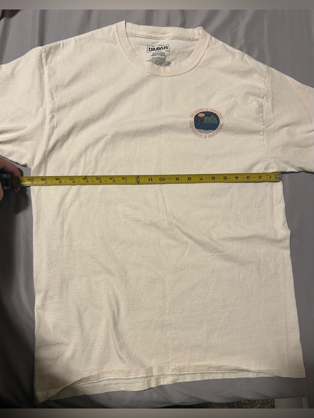 Cream Short-Sleeve Graphic Tee with Chest Crest - Picture 3 of 4